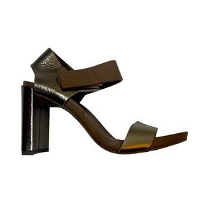 PEDRO GARCIA Nut Cervo Lame Nara Block‎ Heel Sandal